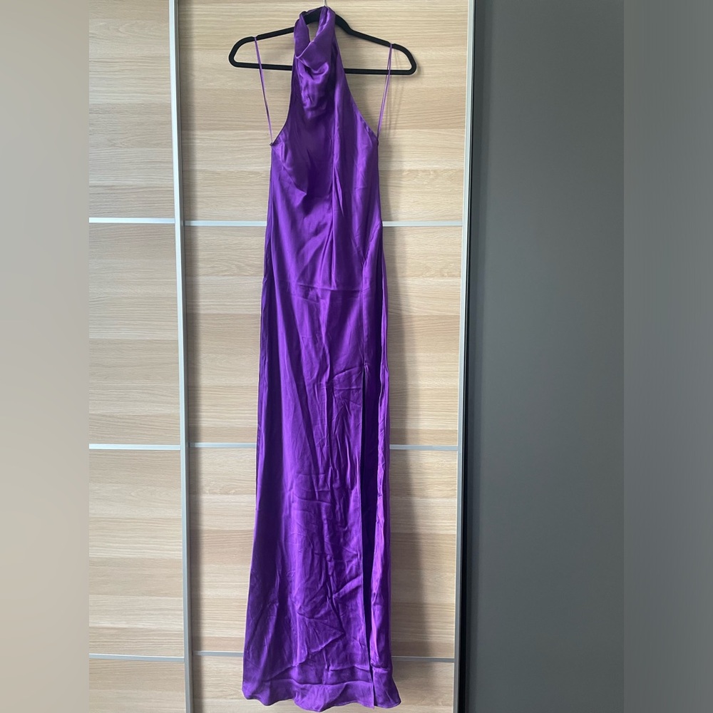 Amanda Uprichard Purple Halter Maxi Gown